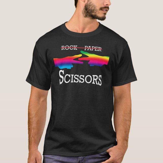 T-shirt Ciseaux de papier rock Funky Lesbian Pride LGBTQ (Devant)