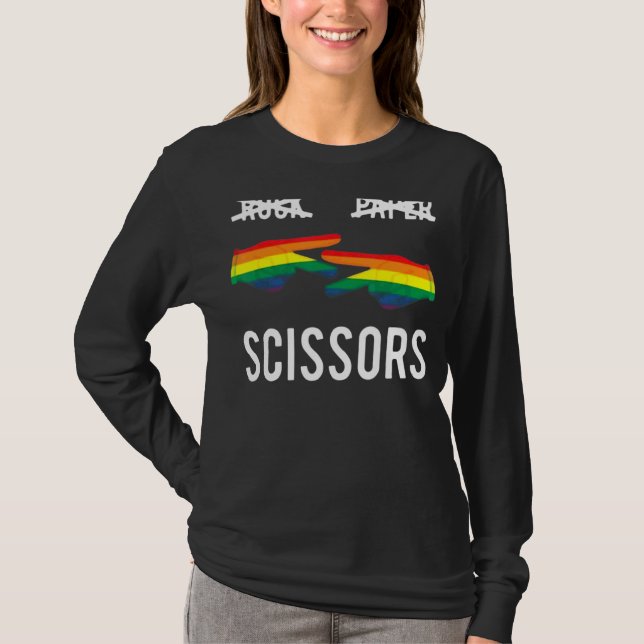 T-shirt Ciseaux de papier rock Lesbian Pride Rainbow Lgbt (Devant)