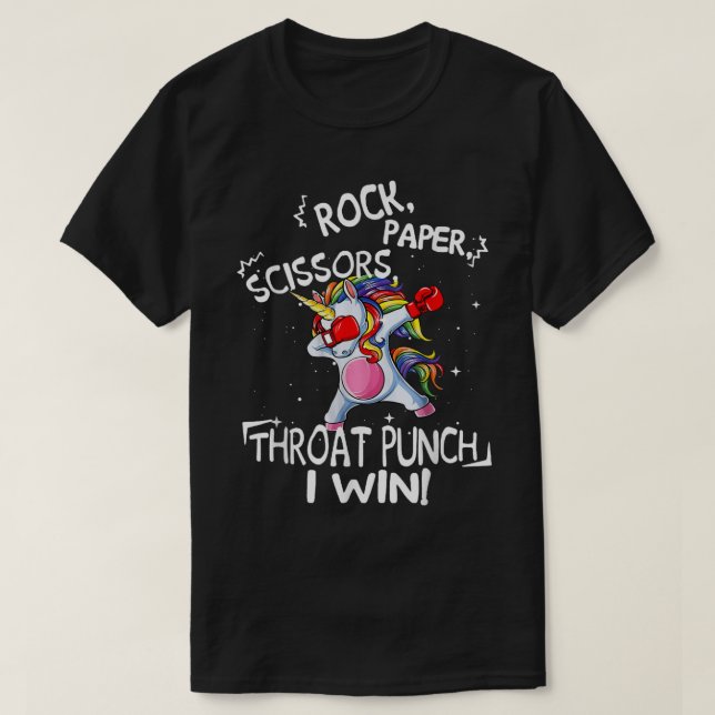T-shirt Ciseaux de papier rock Throat Punch Je gagne Unico (Design devant)