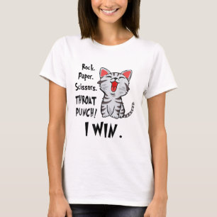 T-shirt Ciseaux Papier Roche Throat Punch Je gagne Chat Fu