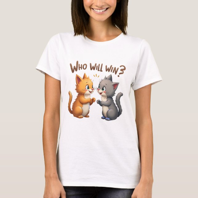 T-shirt Ciseaux Papier Rocher Jeu Mignonne Paw Drôle Chat  (Devant)