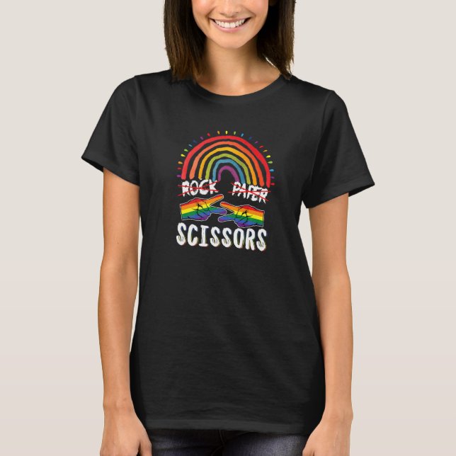 T-shirt Ciseaux Papier Rocher Lgbt Q Gay pride Fier Ally R (Devant)