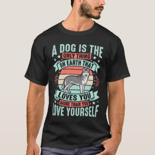 T-shirt Citation Amoureux de Chien Graphique Vintage Husky