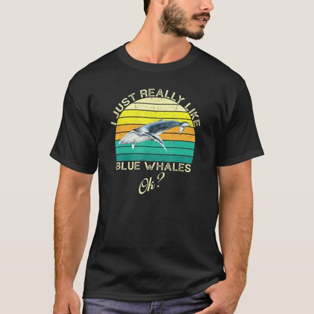 T-shirt Citation Animale Baleine Bleue Avec Conception Vin (Devant)