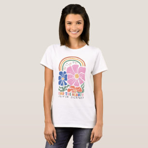 T-shirt Citation arc-en-ciel fleurie Retro Boho