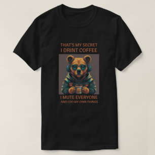 T-shirt Citation artistique drôle de casque d'ours au café