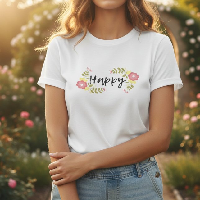 T-shirt Citation calligraphiée en script et fleur sauvage  (Créateur téléchargé)