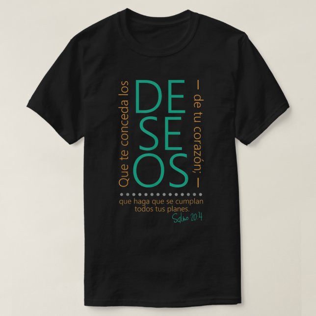 T-shirt Citation chrétienne espagnole Salmo 204 (Design devant)