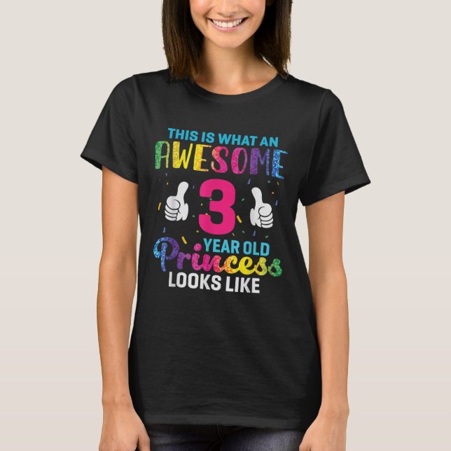 T-shirt Citation d'anniversaire de la princesse âgée de 3  (Devant)