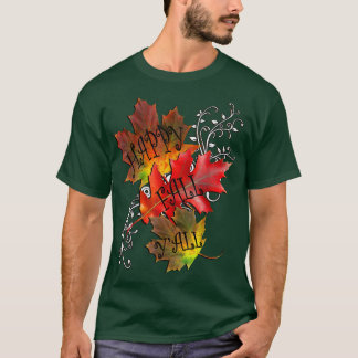 T-shirt Citation d'automne Happy Yall, Feuilles Motif auto