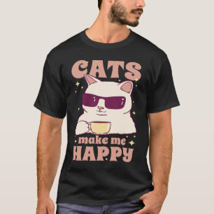 T-shirt Citation de chat blanc Café amusant Chat Boire Caf