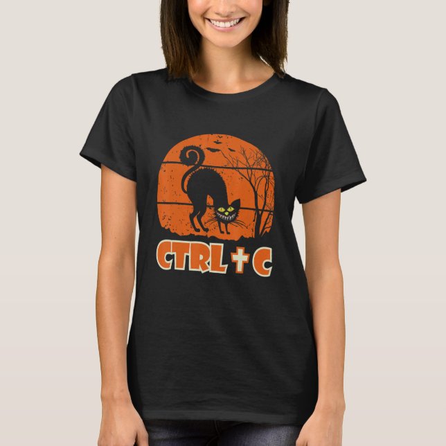 T-shirt Citation de chat Halloween Ctrl+c Halloween Cool 2 (Devant)