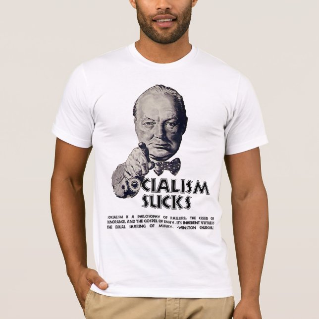 T-shirt Citation de Churchill :  Le socialisme suce ! (Devant)