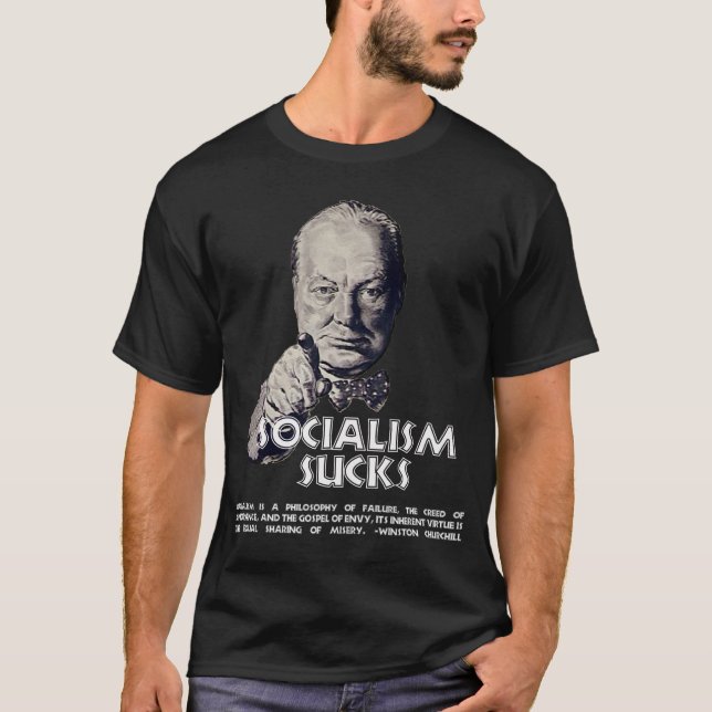 T-shirt Citation de Churchill :  Le socialisme suce ! (Devant)