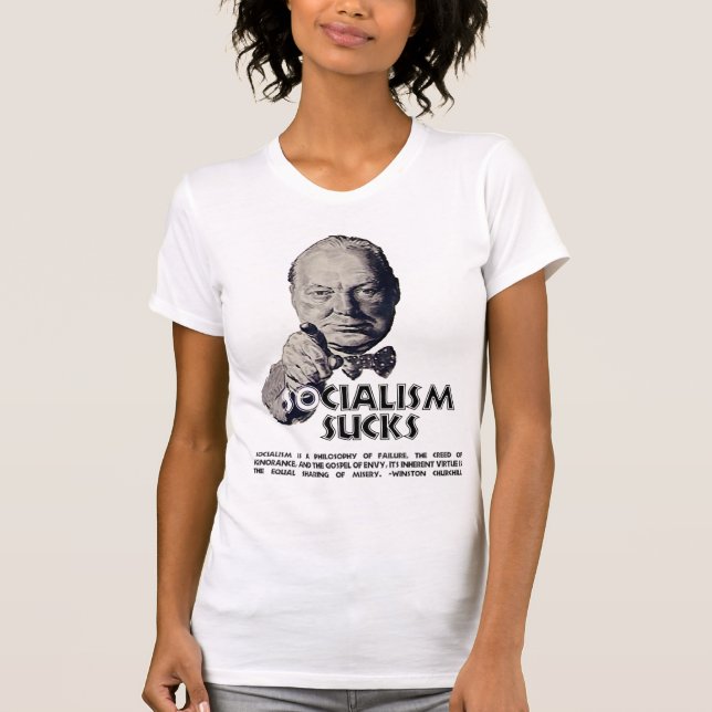 T-shirt Citation de Churchill :  Le socialisme suce ! (Devant)