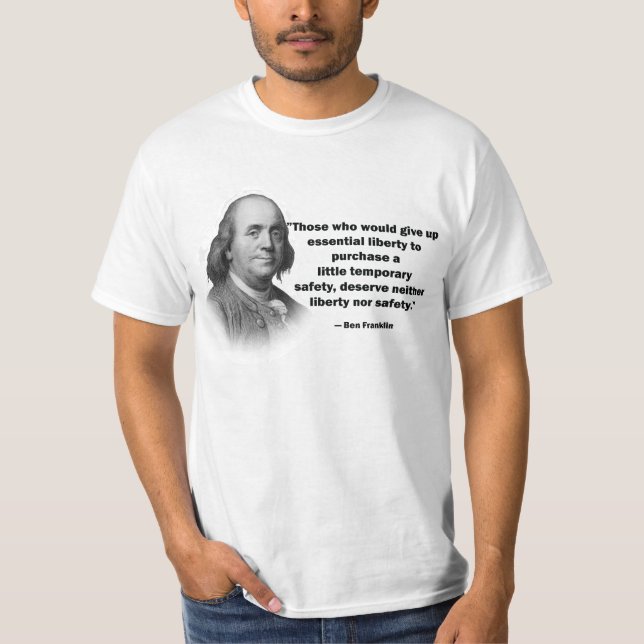 T-shirt Citation de contrôle des armes de Ben Franklin - (Devant)