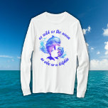 T-shirt Citation de dauphins d'aquarelle |<br><div class="desc">Enveloppez-vous dans la beauté de la mer avec cet adorable t-shirt à manches longues avec un joli dauphin aquarelle. La citation douce et fluide "Aussi sauvage que l'océan, aussi sage qu'un dauphin" ajoute une touche d'inspiration, parfaite pour les femmes d'esprit libre qui embrassent l'équilibre entre la force et la sagesse....</div>