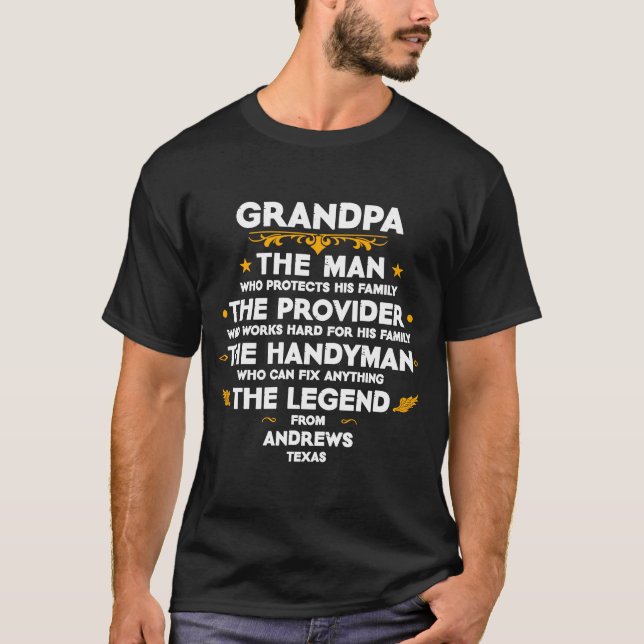T-shirt Citation de famille Grandpa USA City Andrews Texas (Devant)