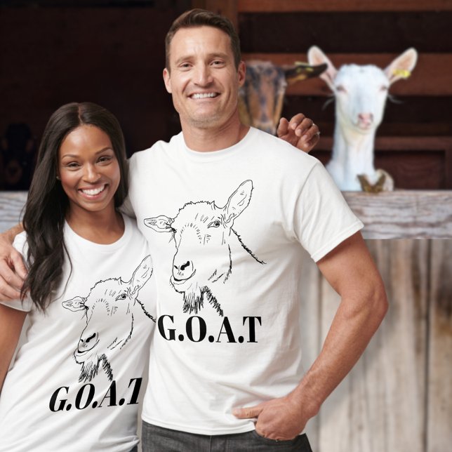 T-shirt Citation de G.O.A.T Dessin drôle de chèvre (G.O.A.T greatest of all time quote with funny goat simple animal art black and white t-shirts )