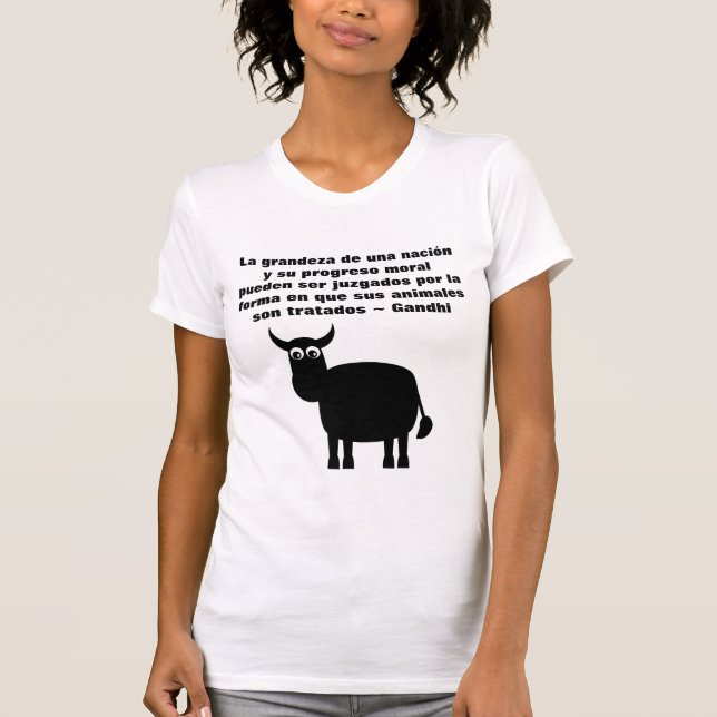 T-shirt Citation de Gandhi de droits des animaux dans (Devant)