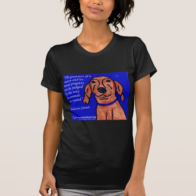 T-shirt Citation de Gandhi sur le bien-être des animaux (Devant)