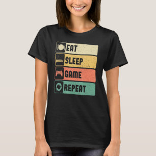 T-shirt Citation de joueur amusant Manger Jeu de sommeil R