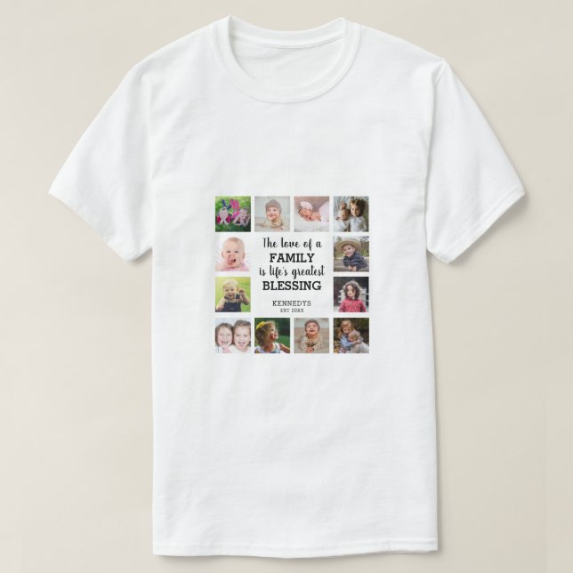 T-shirt Citation De La Famille 12 Collage De Photos (Design devant)