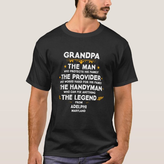 T-shirt Citation de la famille Grand-père USA City Adelphi (Devant)