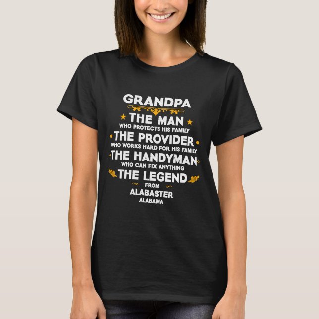 T-shirt Citation de la famille Grandpa USA City Alabaster  (Devant)