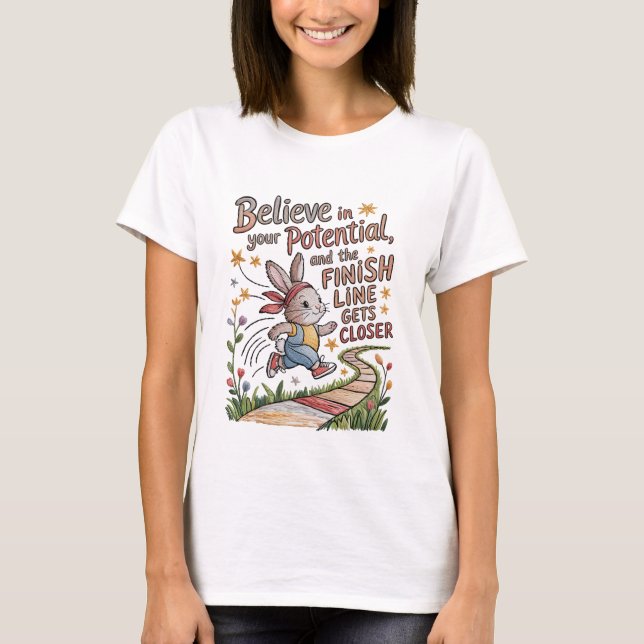 T-shirt Citation de lapin motivationnel pour la broderie T (Devant)
