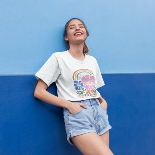 T-shirt Citation de l'inspiration arc-en-ciel fleurie Retr