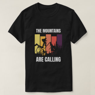 T-shirt Citation de montagne illustrative rétro jaune noir