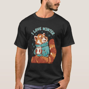 T-shirt Citation de neige au Panda rouge I Love Winter Cut