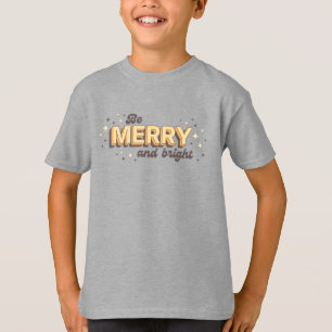 T-shirt Citation de Noël être joyeux et brillant texte vin