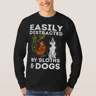 T-shirt Citation de paresseux facilement distrait par les 