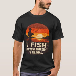 T-shirt Citation de pêche drôle Vintage en détresse Sunset