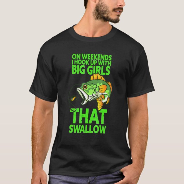 T-shirt Citation de pêche - Le week-end je me branche avec (Devant)