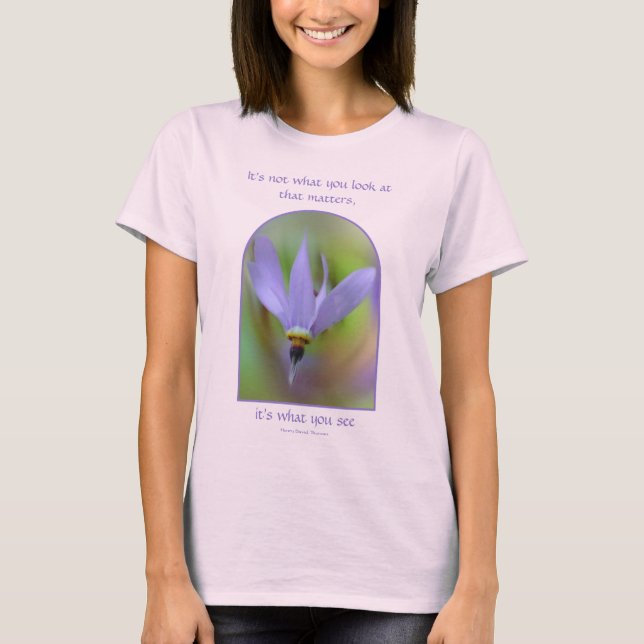T-shirt Citation de perception fleur violette inspirante (Devant)