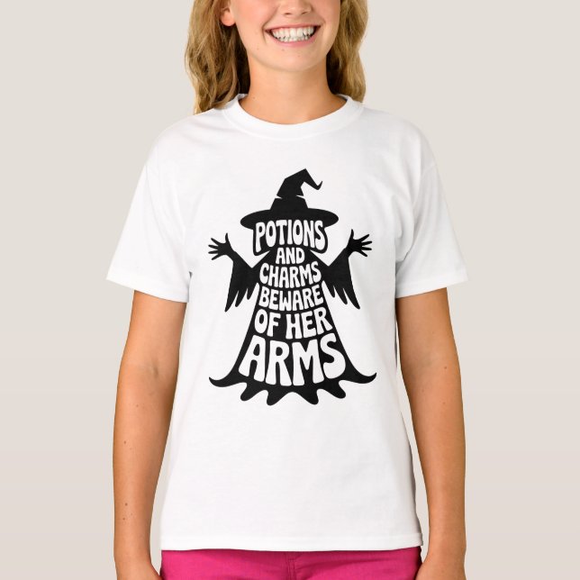 T-shirt Citation de Potions de Silhouette de Sorcière  (Devant)