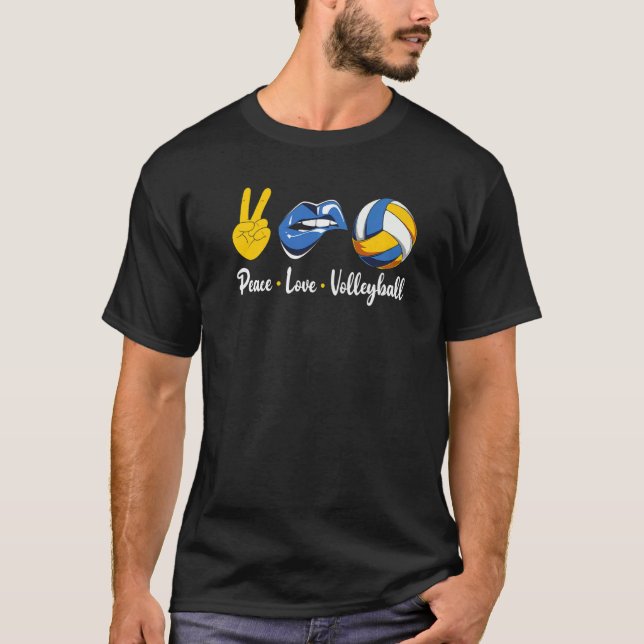 T-shirt Citation de volleyball Peace Love Volleyball Girl  (Devant)