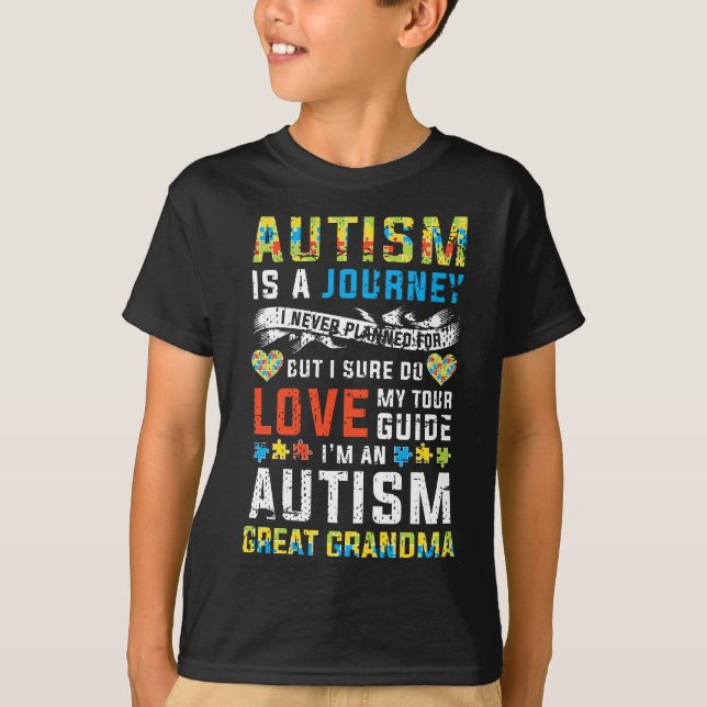 T-shirt Citation de voyage de grand-mère Autisme féminin (Devant)