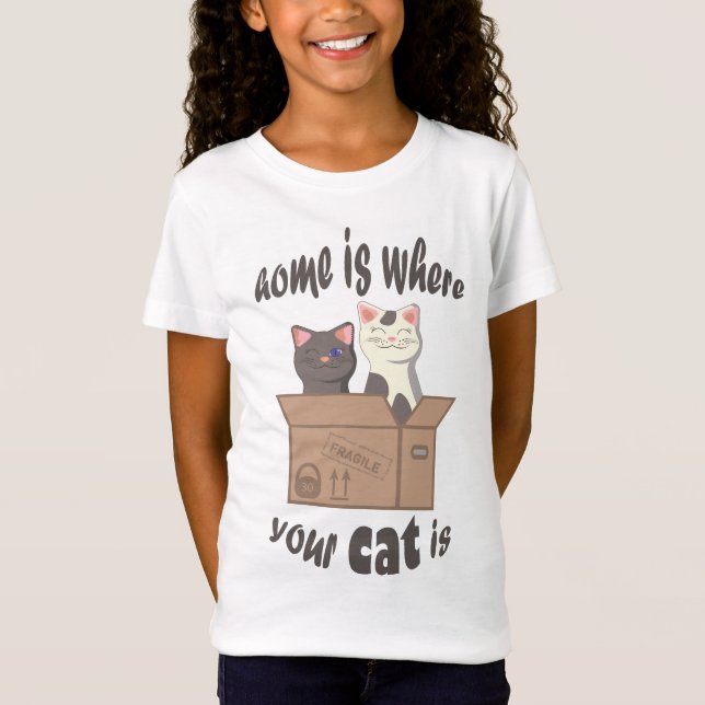T-Shirt Citation drôle Accueil est où est votre chat (Devant)
