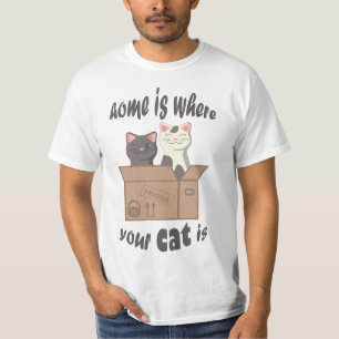 T-shirt Citation drôle Accueil est où est votre chat