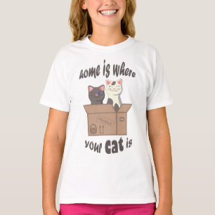 T-shirt Citation drôle Accueil est où est votre chat