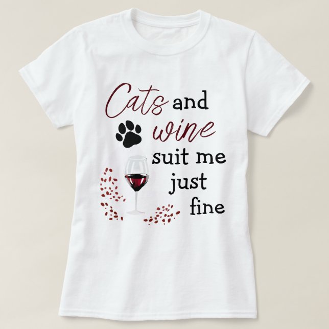 T-Shirt Citation Drôle Chats Vin Me Convient Parfa (Design devant)