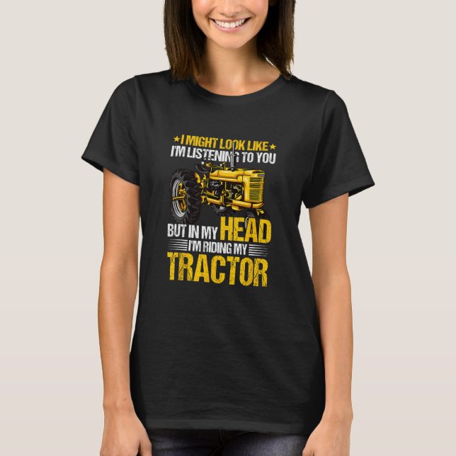 T-shirt Citation drôle d'agriculture   Facilement distrait (Devant)