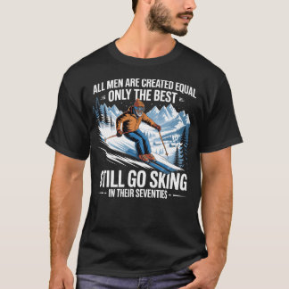 T-shirt Citation drôle de ski pour homme pour son 70e anni