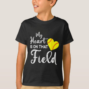 T-shirt Citation drôle de softball Mon cœur est sur ce ter