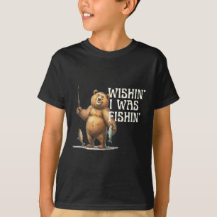 T-shirt Citation Drôle Ours De Pêche Souhaitant J'Étais Pê