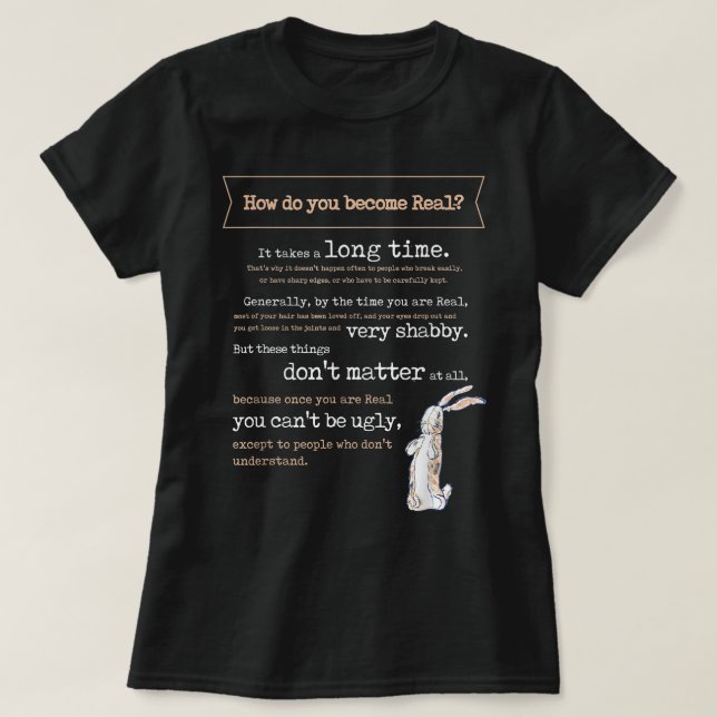 T-shirt Citation du livre Velveteen Rabbit 1922 Devenir un (Design devant)